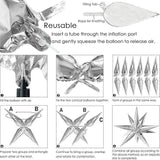 60PCS Silver Star Foil Balloons Set for Christmas New Year and Birthday Party Decorations