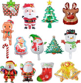 15PCS Mini Christmas Foil Balloons Set with Santa Reindeer Tree Snowman for Holiday Party