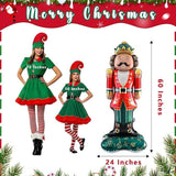 60-Inch Red Green Nutcracker Foil Balloon for Christmas Party and Holiday Decorations
