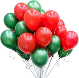 100PCS Red and Green Latex Balloons 12 Inch for Christmas Birthday and Party Decorations