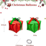 6PCS Red and Green Gift Box Foil Balloons Set for Christmas Party Decorations