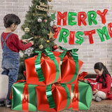 6PCS Red and Green Gift Box Foil Balloons Set for Christmas Party Decorations