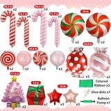 Christmas Foil Balloon Set: Candy Cane, Gift Box, Swirl Party Decor