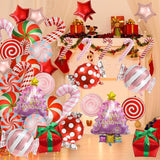 Christmas Foil Balloon Set: Candy Cane, Gift Box, Swirl Party Decor