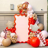 Gingerbread Christmas Balloon Arch Kit Red Brown White Balloons with Star and Candy Cane