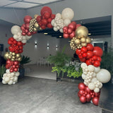 Red and White 12 Inch Balloon Set with Gold Confetti for Party Decorations