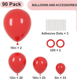 90pcs Red Balloon Garland Arch Kit for Wedding Birthday and Party Decorations