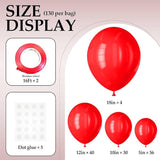 130pcs Red Balloon Set with Ribbon for Birthday Wedding and Party Decorations