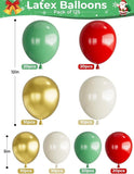 Christmas Balloon Arch Kit: Red, Sage Green, Gold Garland