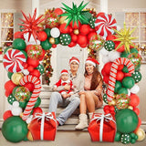 Christmas Balloon Garland Kit Red Green White Gold Balloons for Holiday Party Decor