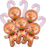 10 PCS Christmas Balloons Set Gingerbread Man Pink Candy Cane Party Decorations