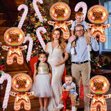 11 PCS Gingerbread Balloons Set Pink Candy Cane Foil Balloons Christmas Decor