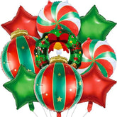9 PCS Christmas Balloons Set Candy Bell Wreath Star Foil Balloons Party Decor