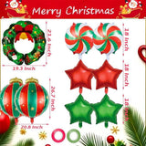 9 PCS Christmas Balloons Set Candy Bell Wreath Star Foil Balloons Party Decor