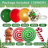 Christmas Balloons Set Red Green Gold Candy Cane Gingerbread Man Party Decor