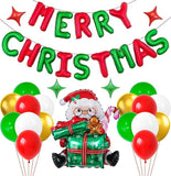 Merry Christmas Balloon Banner Green Red Balloons Party Decorations