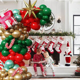 153PCS Christmas Balloon Arch Garland Kit Red Green Gold Candy Star Decor