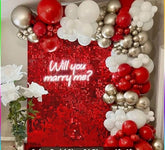 Christmas Balloon Arch Kit 144pcs Red White Silver Balloons with Snowflake and Candy Cane