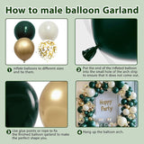 Emerald Green White Gold Balloon Arch Kit Double Stuffed Balloons for Party Decor