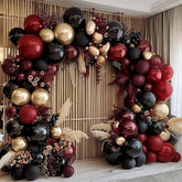 Burgundy Black Gold Balloon Arch Kit Double Stuffed Balloons for Party Decorations