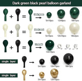 Dark Green Black Balloon Arch Kit Emerald Hunter Green Gold Balloons for Party Decor