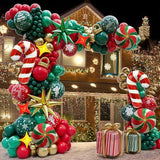 Gingerbread Holiday Balloon Arch Kit 182pcs with Candy Cane Balloons for Christmas