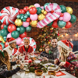 Christmas Balloon Arch Kit with Green Pink Red & Gold Balloons for Party Decorations