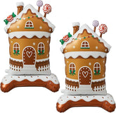 Giant 2-Pack Self-Standing Gingerbread House & Candy Man Balloons for Christmas Parties