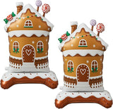 Giant 2-Pack Self-Standing Gingerbread House & Candy Man Balloons for Christmas Parties