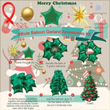 Christmas Balloon Garland Kit with Green Red Gold Star & Tree Balloons for Party Decor