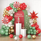 171-Piece Christmas Balloon Garland Kit with Sage Green, Red, White & Gold Balloons for Party