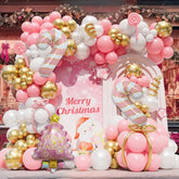 Christmas Balloon Arch Kit: Pink, White & Gold Party Decor