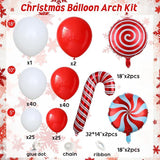 Christmas Balloon Arch Kit: Red, White, and Candy Decorations