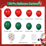 Red Green Balloon Arch Kit: 130 Pcs Christmas Party Décor