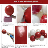 Red White Balloon Arch Kit Double Stuffed Burgundy Pearl Balloons for Party Décor