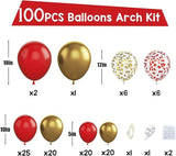 Red Gold Balloon Arch Kit 100Pcs Metallic and Confetti Balloons for Party Decorations