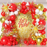Red, White & Gold Balloon Arch Kit: Star Confetti Balloons