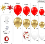 Red, White & Gold Balloon Arch Kit: Star Confetti Balloons