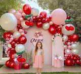 Red and Pink Balloon Arch with Pearl Balloons for Baby Shower Birthday Party Decor
