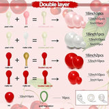 Red and Pink Balloon Arch with Pearl Balloons for Baby Shower Birthday Party Decor