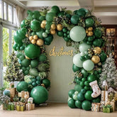 Green and Gold Balloon Arch Kit with Double Stuffed Metallic Balloons for Party Decor