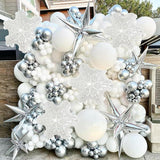 128-Piece Silver and White Balloon Arch Kit for Winter Wonderland Christmas and Party Decor