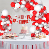 Red White and Silver Balloon Arch Kit with Confetti Balloons for Birthday Wedding Party