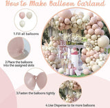122-Piece Dusty Pink and Ivory Balloon Arch Kit for Birthday Wedding and Party Decor