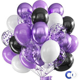 62 Pcs Black White Purple Balloon Arch Kit with Ribbons for Party & Event Decor