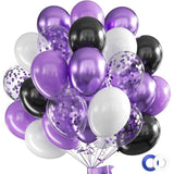 62 Pcs Black White Purple Balloon Arch Kit with Ribbons for Party & Event Decor