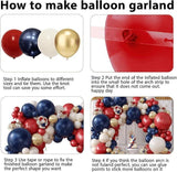 Red White Blue Balloon Arch Kit with Gold Black Balloons for Party Decorations