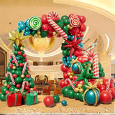 189 Pcs Christmas Balloon Garland Arch Kit with Red Gold Green Balloons for Decor