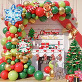 Christmas Balloon Garland Arch Kit with Red Green Gold Candy Cane Balloons Decor