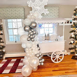 Pearl White & Silver Snowflake Balloons 12-Inch for Winter, Wedding and Xmas Parties